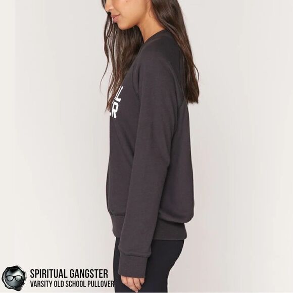 SPIRITUAL GANGSTER VARSITY OLD SCHOOL PULLOVER SWEATSHIRT IN VINTAGE BLACK XS - Picture 6 of 15
